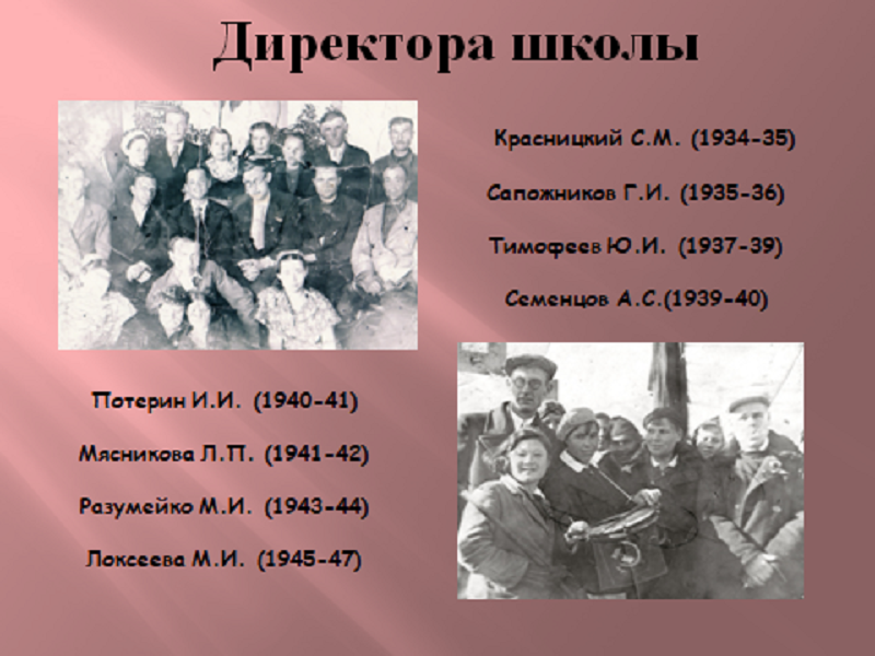 Директора школ (1934-1947гг)